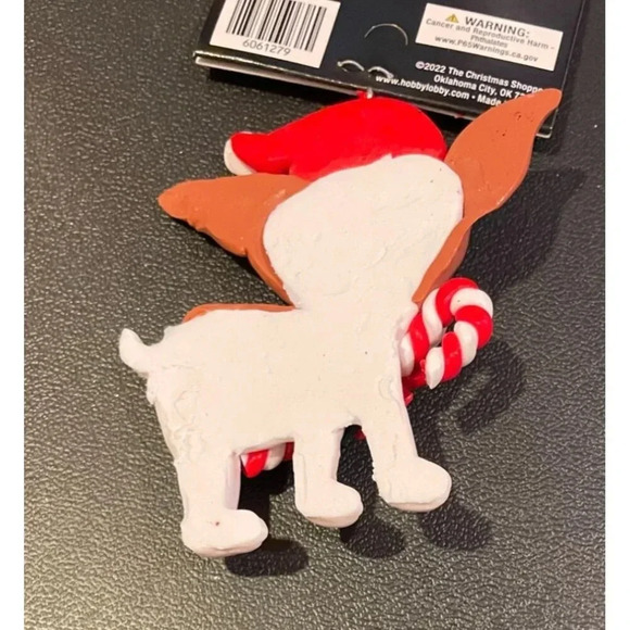 Chihuahua Dog‎ Puppy Christmas Holiday Ornament Polymer Clay Candy Cane NEW - Picture 2 of 3